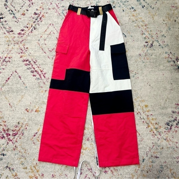 Mistress Rocks 'CHARM' Contrast Panel Utility Trousers in Red sz XS - Picture 3 of 5